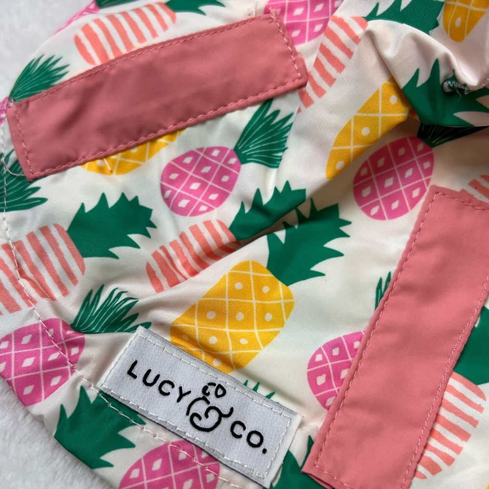 Lucy & Co Reversible Dog Rain Coat Pineapple Print NWT